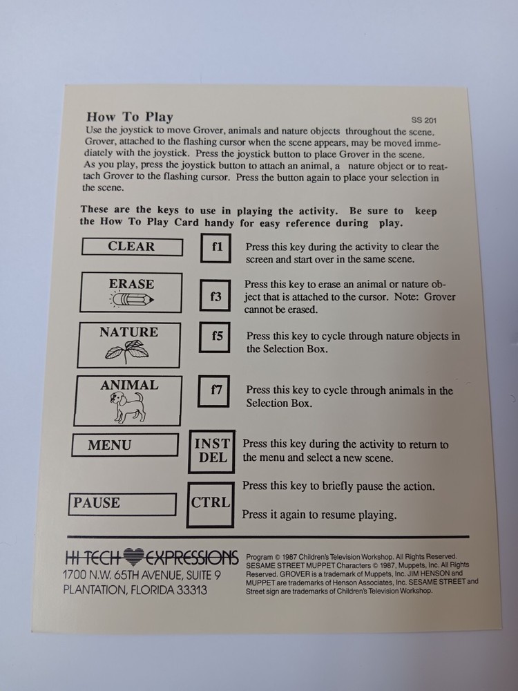 Commodore 64/128 Grovers Animal Adventure Computer Game Software Tested/Works