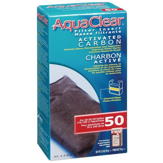 3 PACK OF AQUACLEAR 50 ACTIVATED CARBON FILTER INSERT - 2.5 OZ