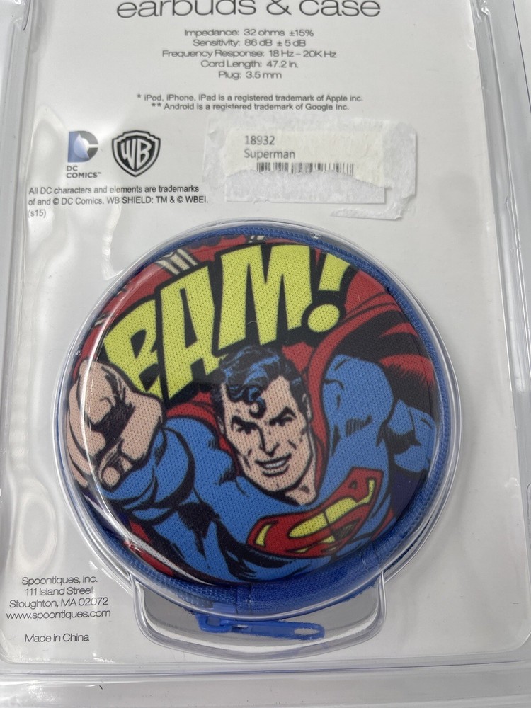 DC Comics Superman Earbuds & Case Flying Image BAM! Ipad Iphone Android