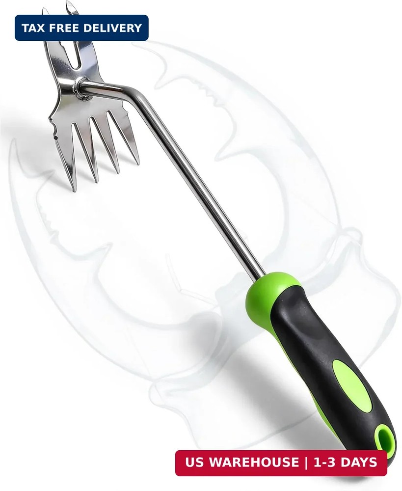Hand Weeder Puller Tool, Heavy-Duty Stainless Steel Root Removal Tool with Ergon