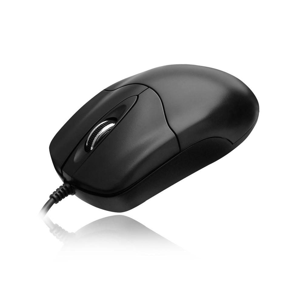 3-Button USB Optical Scroll Mouse with 1000 DPI - Black Desktop Accessory