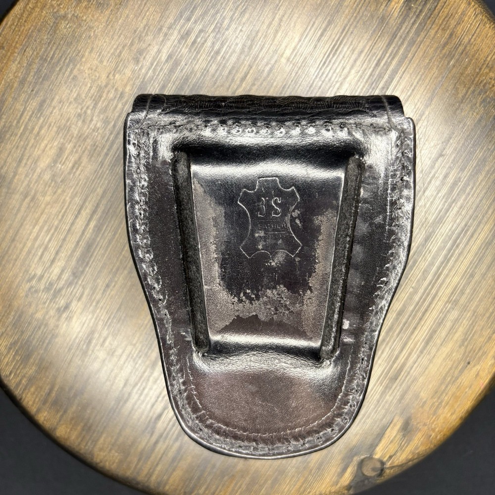JS Leather Basket Weave Handcuff Case Law Enforcement