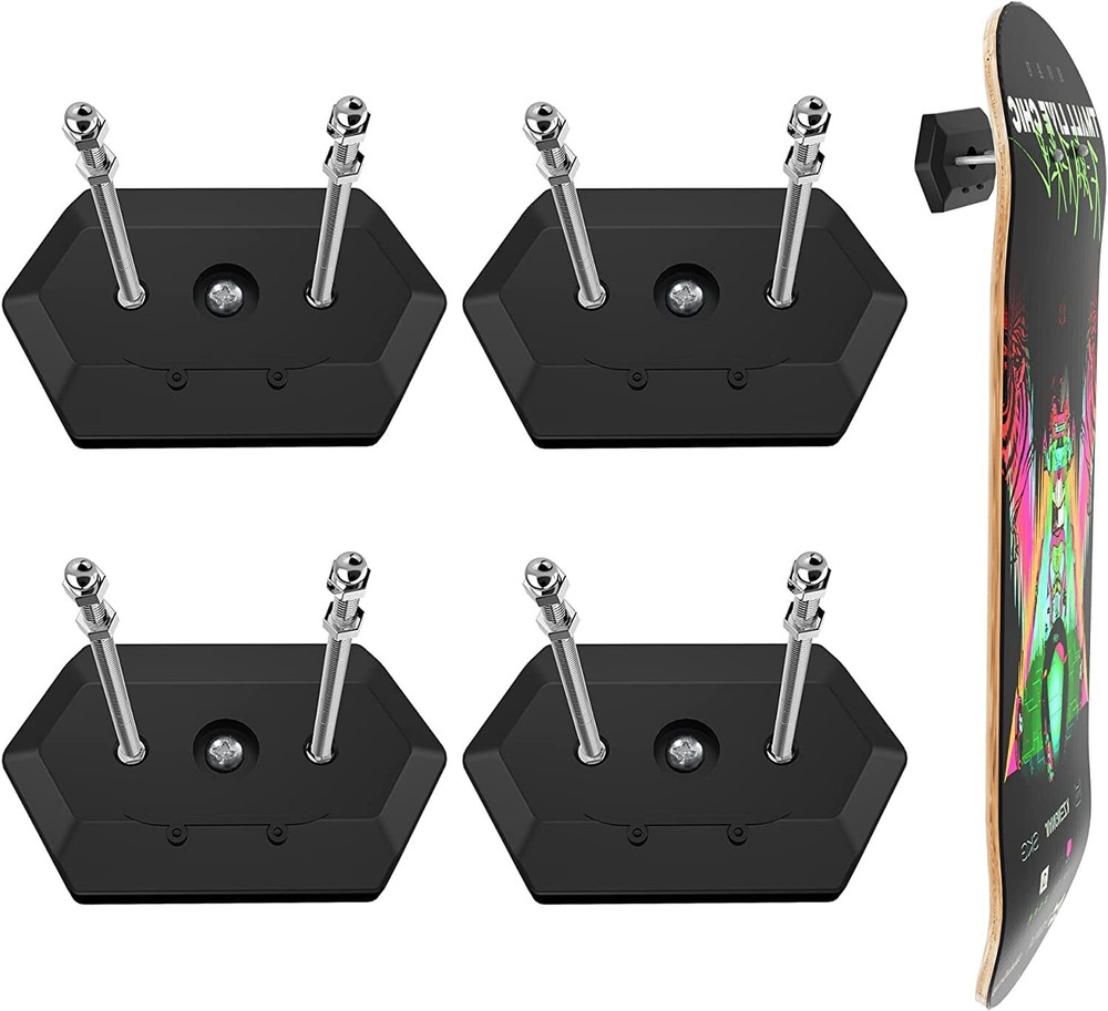 4 Pack Skateboard Wall Mount Skateboard hanger for Skateboard Deck Display