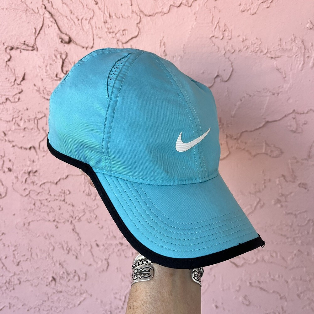 Nike Featherlight Dri-Fit Hat Cap Strap Back Sky Blue Panel Lightweight Flaw