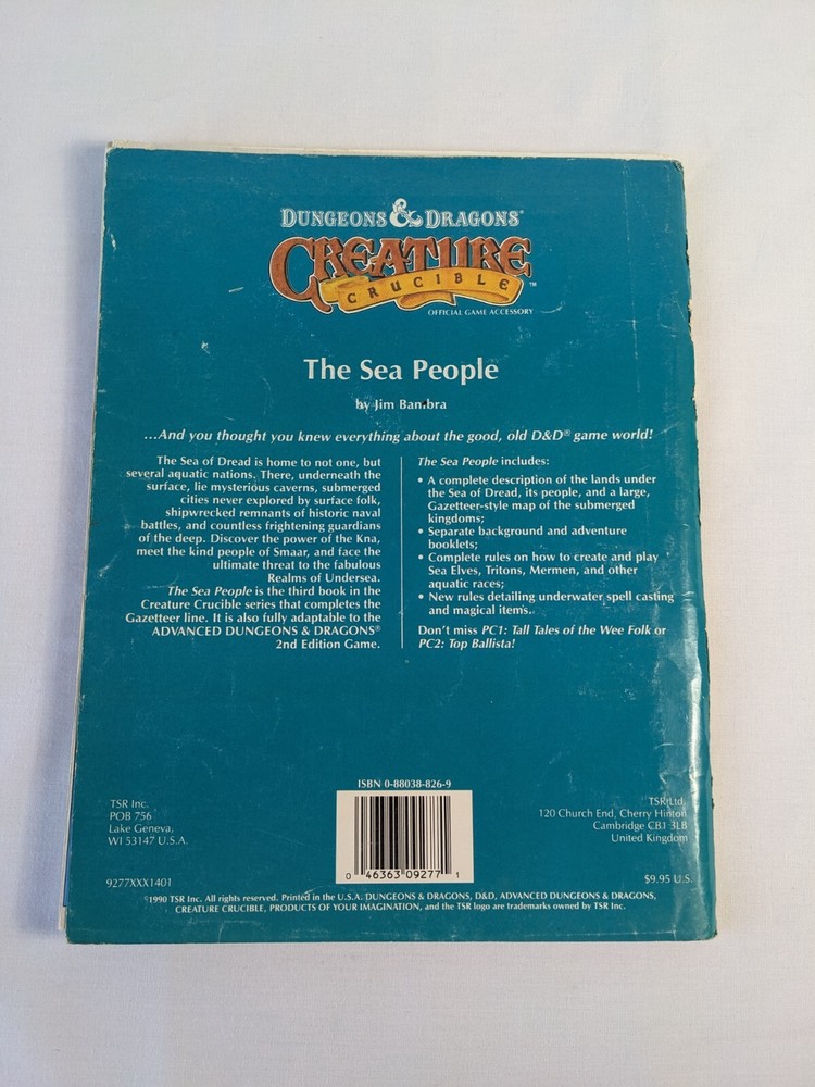 D&D Creature Crucible THE SEA PEOPLE Incomplete Missing Map TSR 1990 9277