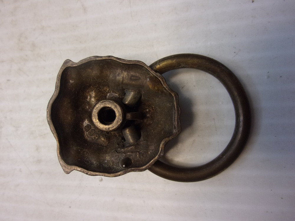 VINTAGE 25+ YEAR OLD BRASS LION’S HEAD DRAWER RING PULL HANDLE pair