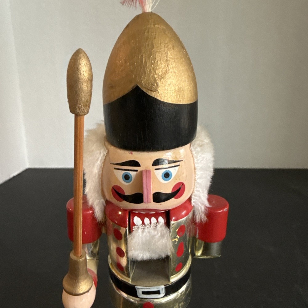 Vtg German Soldier Guard Nutcracker 8” Feather In Hat Sword