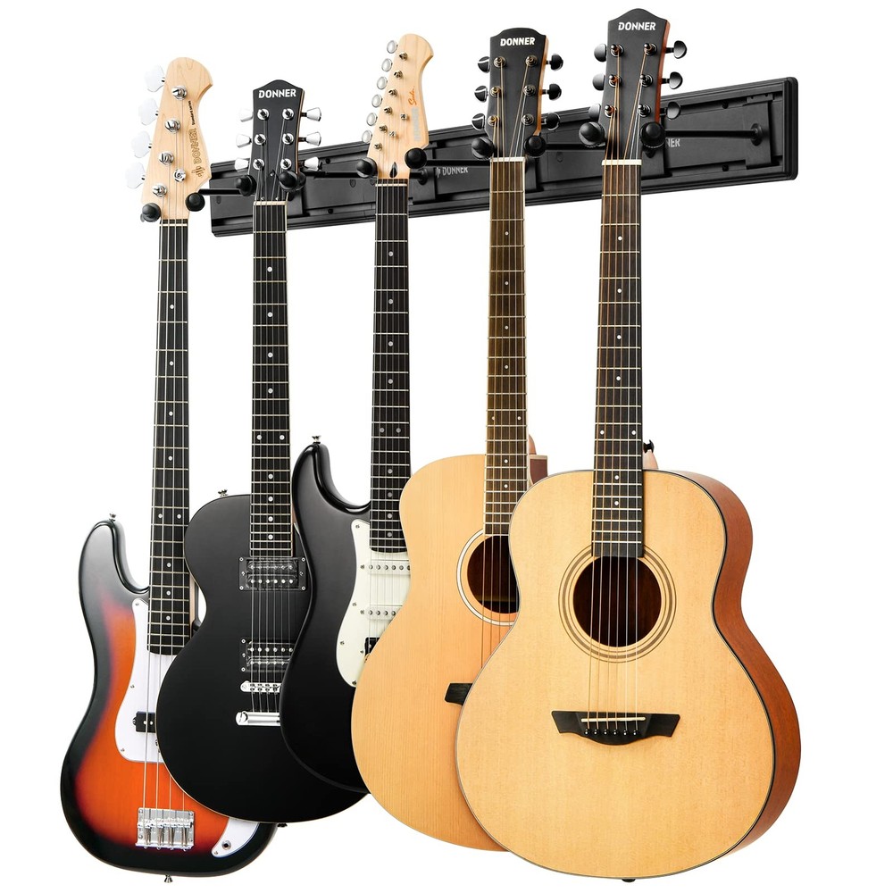 5 Guitar Wall Mount Rack Adjustable Hangers Easy Install Space Saving Design