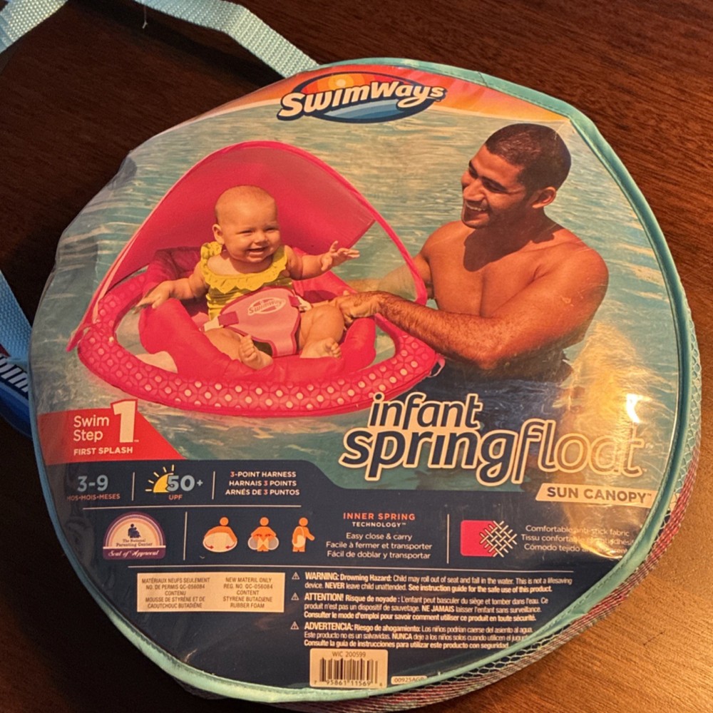 SwimWays Swim Step 1 Infant Spring Float Sun Canopy UPF 50+ 3-9 Months