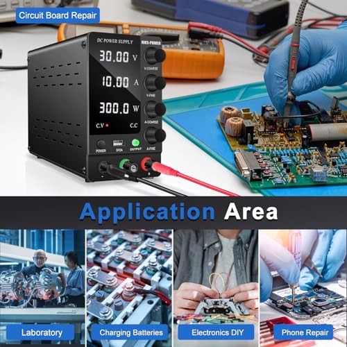 DC Power Supply Variable Adjustable Switching Regulated DC Bench 30V 10A Black