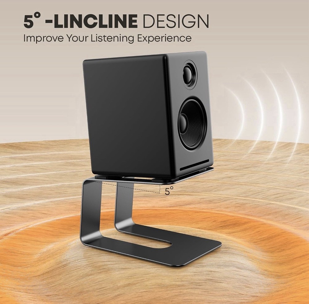 Aluminum Desktop Speaker Stand Pair Bookshelf  Black