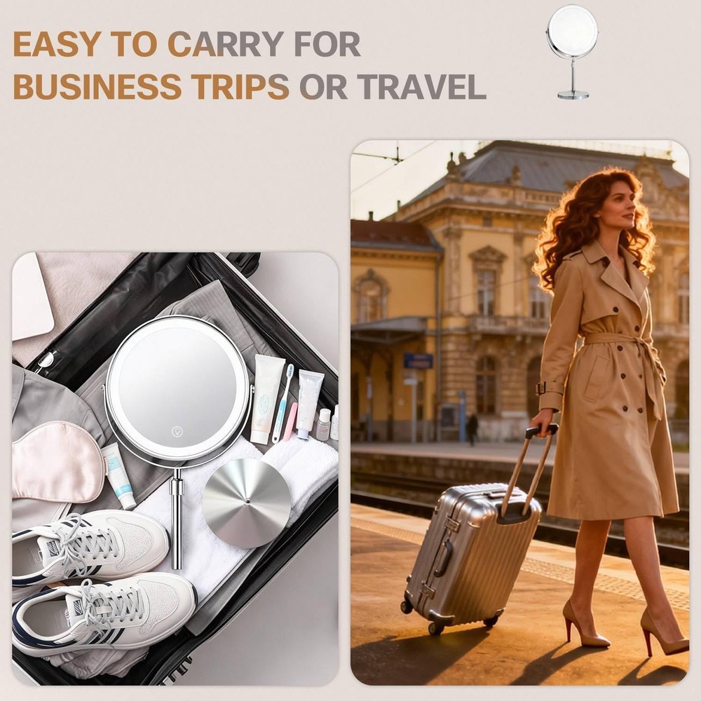 Makeup Mirror with Lights and Magnification, Electric Lighted Standing Mirror...