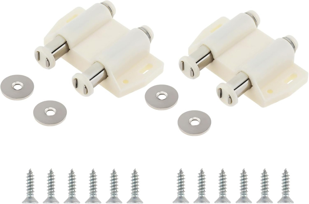 Magnetic Touch Latch, 2 Pack Cabinet Push Open Double Magnetic (2, White)