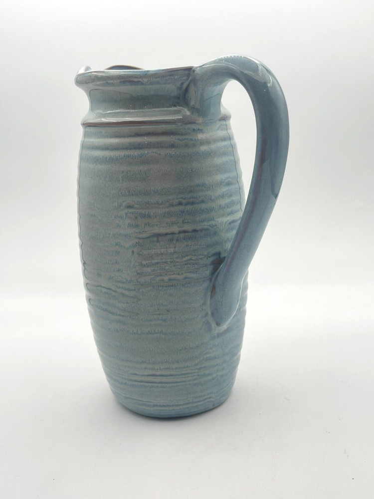 Creative Co-op Light Blue & Gray Stoneware Pitcher 9.25" Tall
