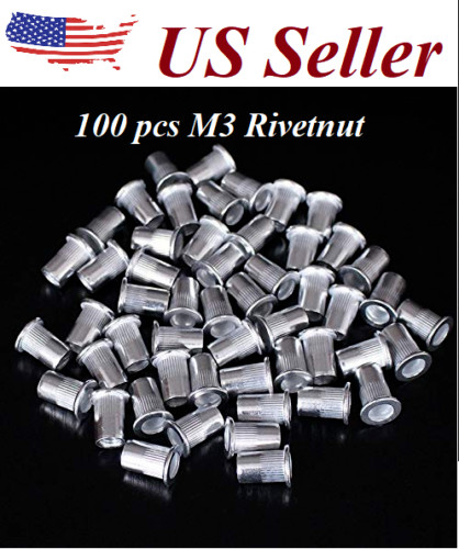 100pcs M3 3mm Aluminum Alloy Rivnut Flat Head Threaded Rivet Insert Nut
