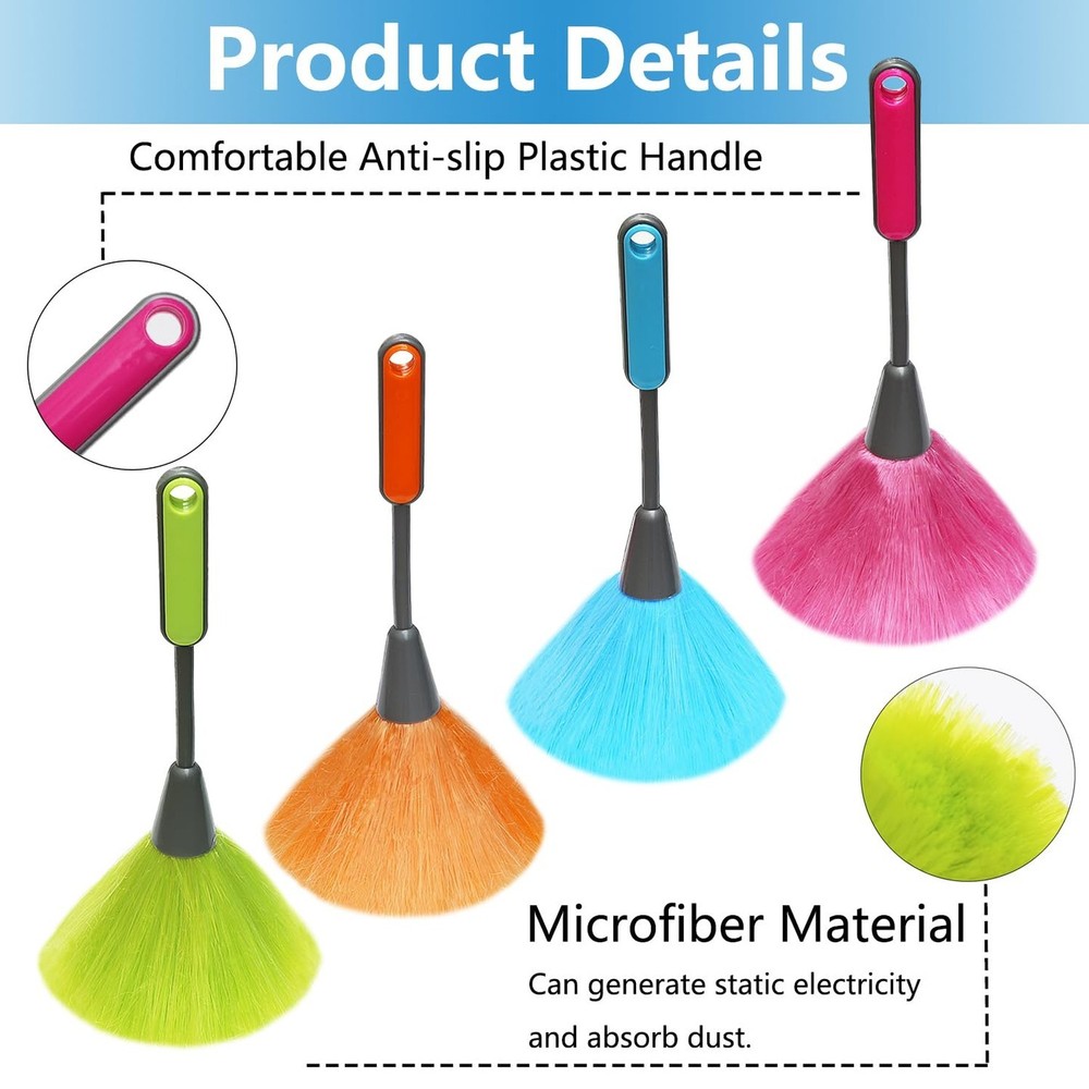 4 Pack 10" Small Microfiber Duster, Delicate Fluffy Microfiber Feather Duster...