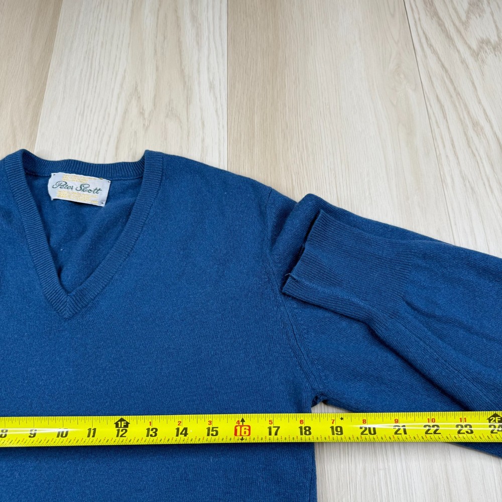 Peter Scott Mens Blue Cashmere Classic Modern V-Neck Pullover Sweater Size 40