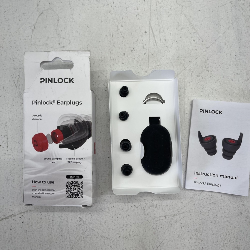 Pinlock Earplugs Medium Large Black 24dB Motorcycle Ear Plug Pack Keychain Case