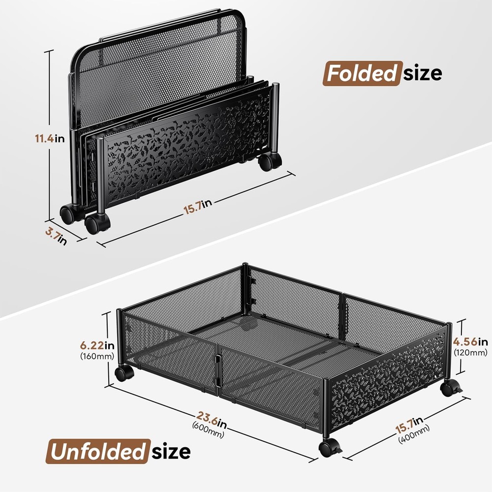 Under Bed Storage Containers with Wheels, Under Bed Shoe Storage Organizer Dr...