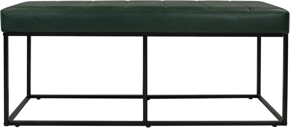 Theodore Channel Tufted Small Ottoman -Light Tan Textured Solid