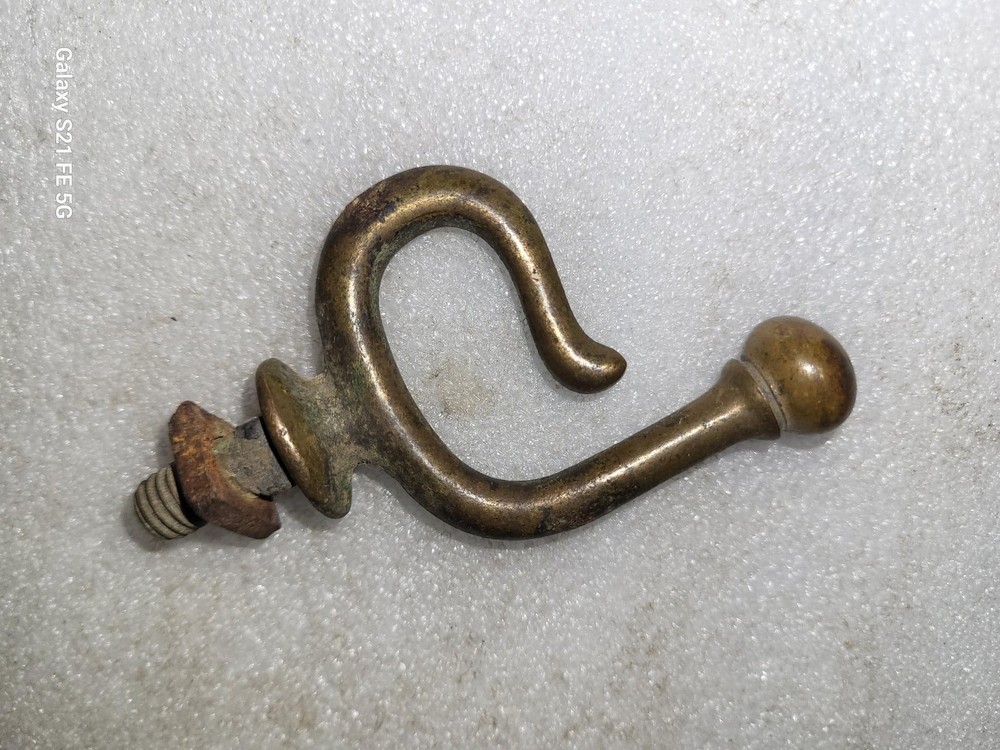 Vintage Solid Brass Fireplace Hook
