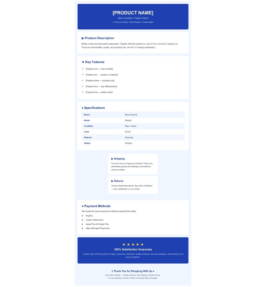 eBay Listing Template | Easy Setup | No Coding | Beginner Friendly | #01