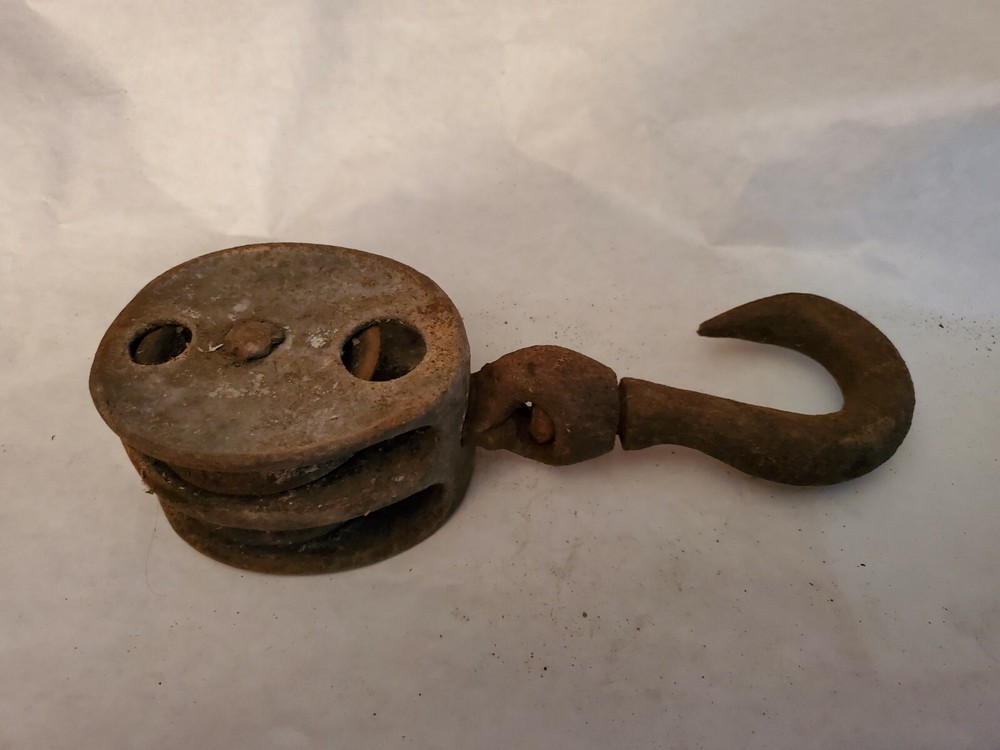 Vintage Iron Double Pulley for Rope Rustic Décor