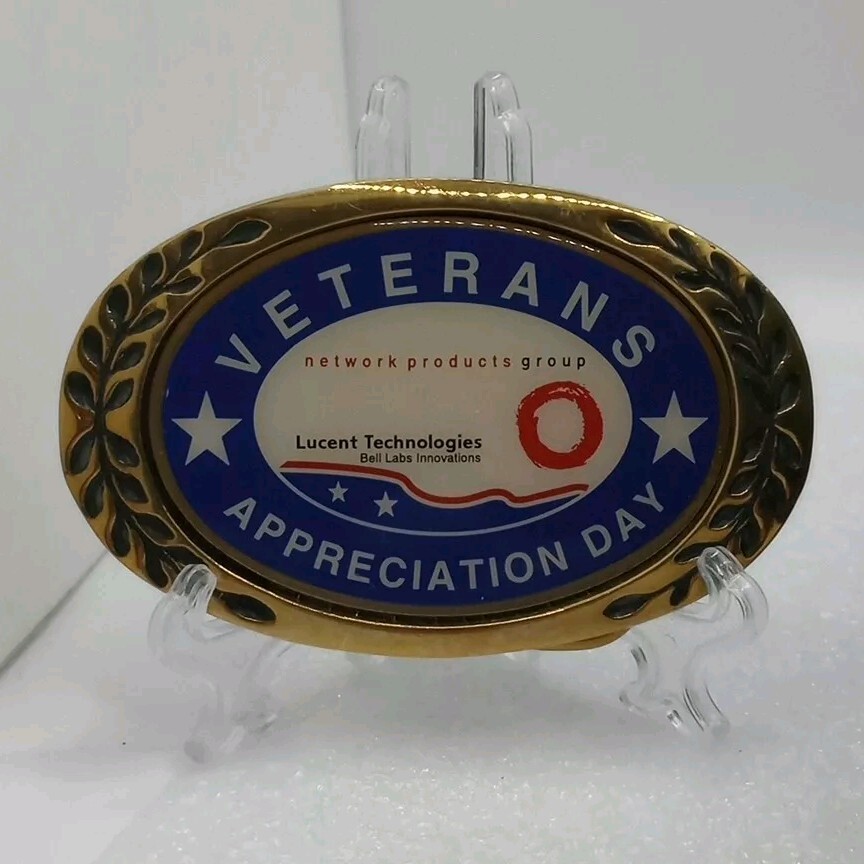 Solid Brass ~ Veterans Appreciation Day ~ Belt Buckle ~ Lucent Technologies ~NOS