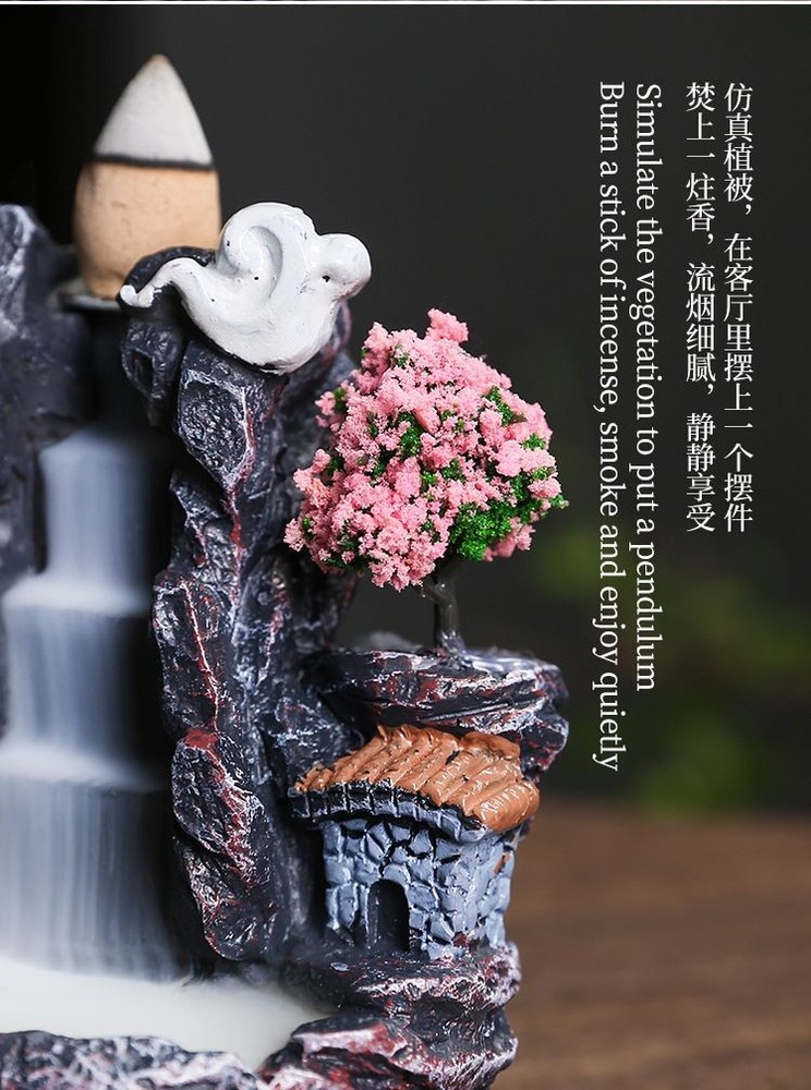 Creative Mountain Stream Resin Backflow Incense Burner Aromatherapy Decor