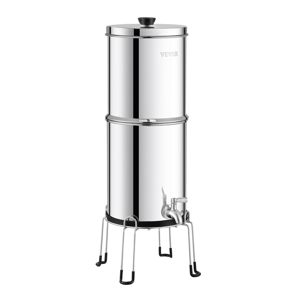 2.25G Gravity-fed Water Filter Countertop System Stainless Steel 2 Filters