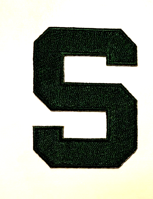 mchigan state patch spartans patch s patch iron on S patch 2.25" tall