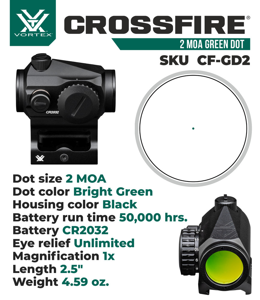 Vortex Optics Crossfire Green Dot 2 MOA CF-GD2
