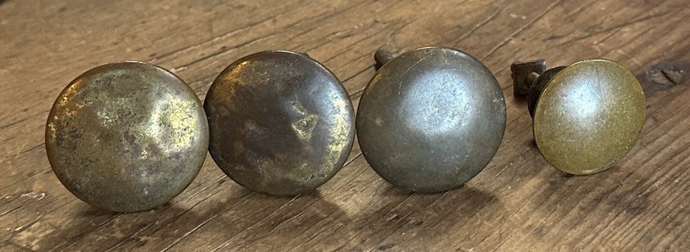 DS-196–FOUR (4) Antique Different Brass Plated Drawer Cabinet Pulls Knobs
