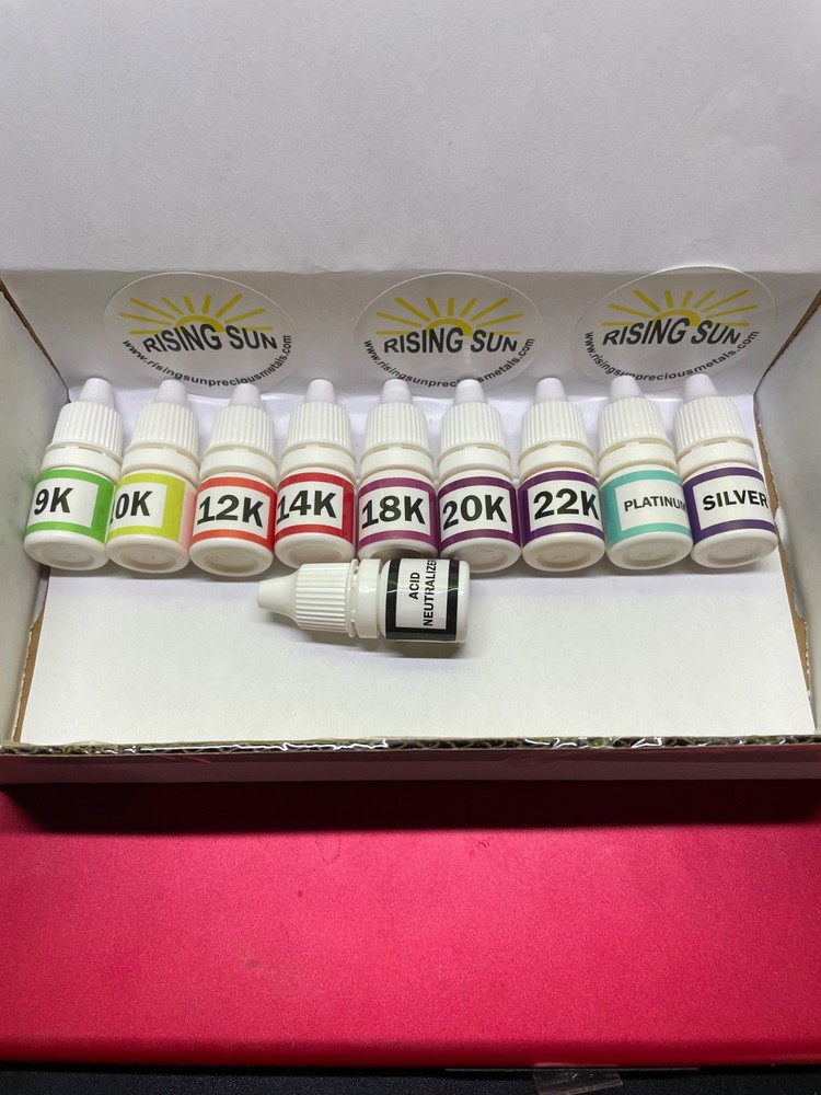 " Platinum", "Gold", "Silver", RISING SUN PRECIOUS METALS, acid test solution