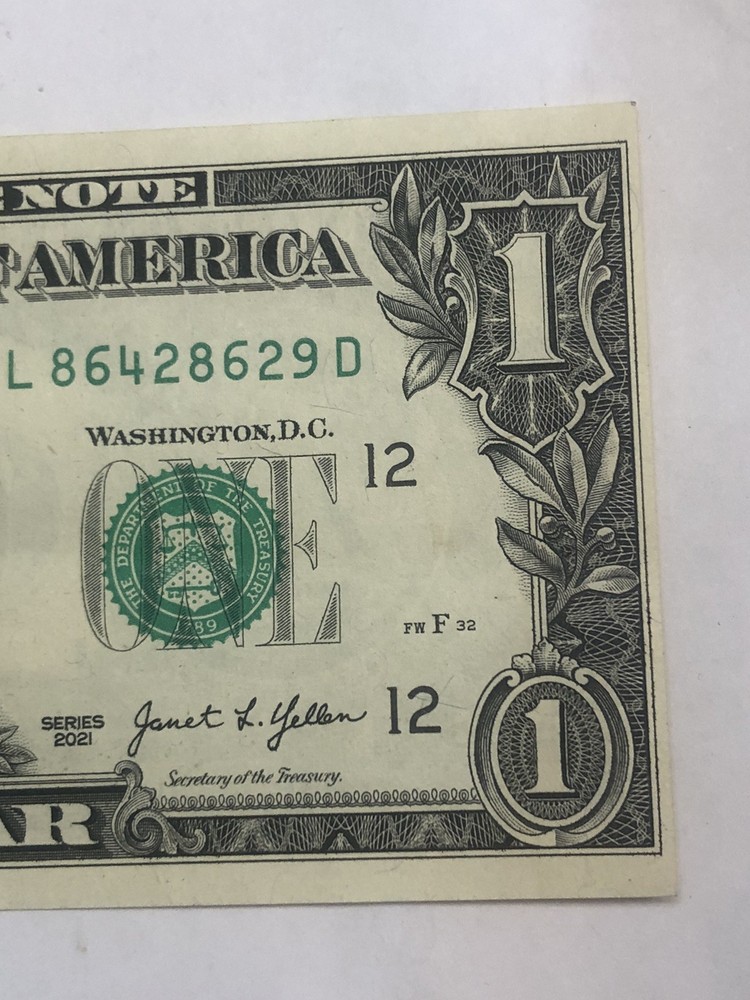 Offset Print Error 2021 Miscut $1 Dollar Circulated Bill