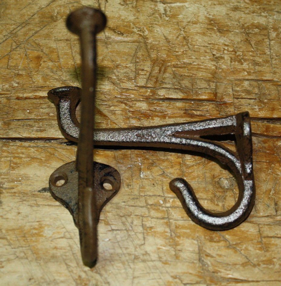 1 Cast Iron Tack Saddle Hook Style Coat Hooks Hat Hook Rack Hall Tree BROWN