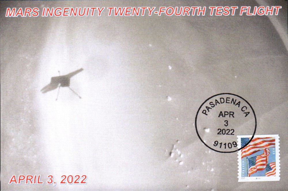 2022 Mars 'Ingenuity' Helicopter Twenty-Fourth Flight Pasadena 3 April PC