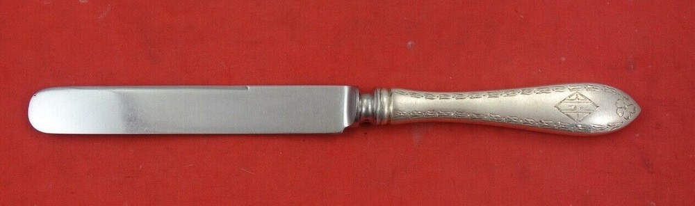 Scroll Engraved Edge by Schofield Sterling Silver Dessert Knife  7 1/4"
