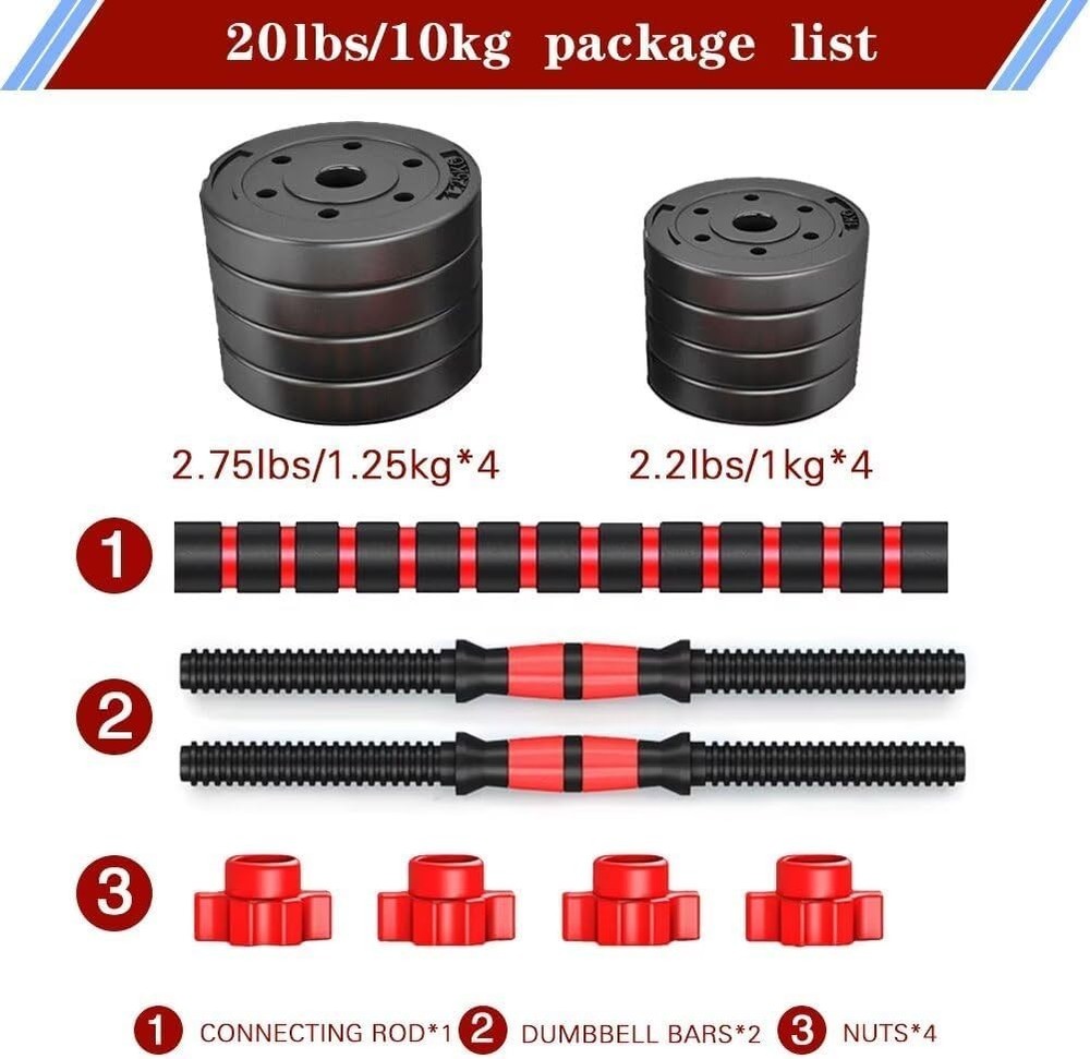 Versatile Dumbbell Set (20 lbs) - Adjustable & Space-Saving for Home Gyms