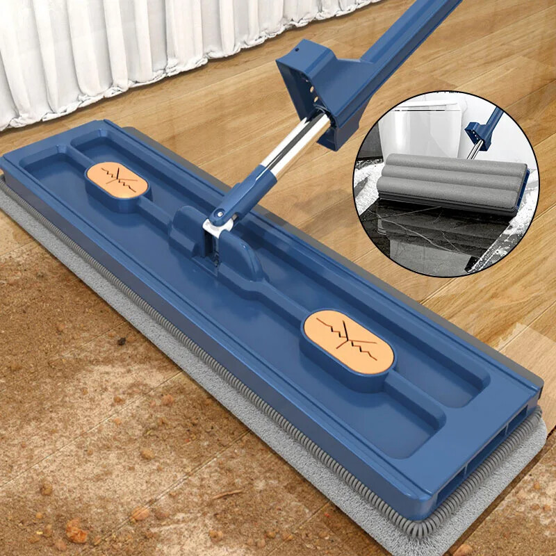 Upgrade Style Large Flat Mop 360°Rotating Magic Self Wringing Mop W/ 6PCS Rags