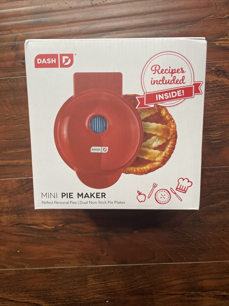 Dash Mini Pie Maker Red Non-Stick With Dough Cutter Open Box