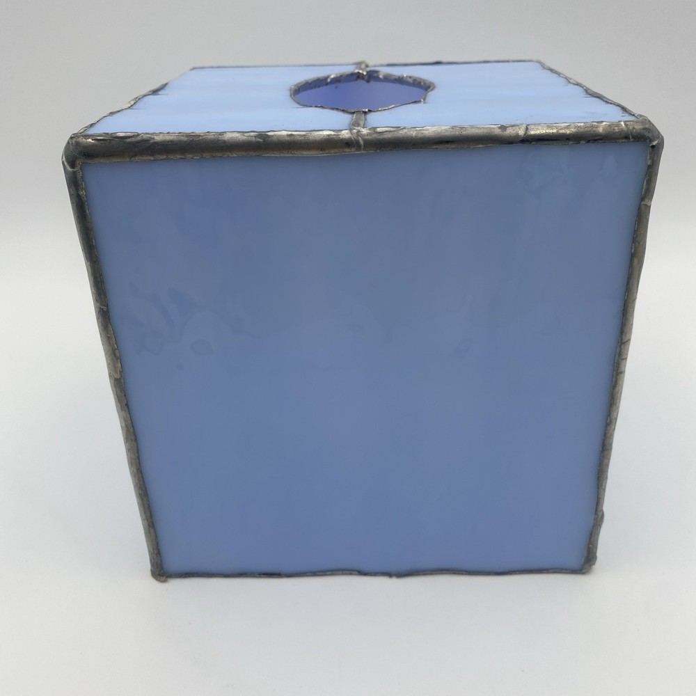 Stained Glass Tissue Box Light Blue
