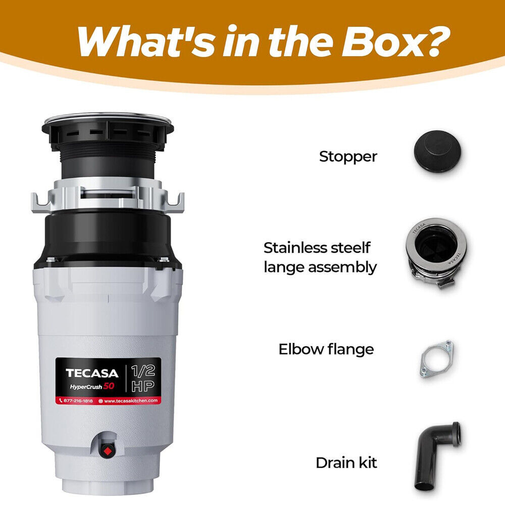 1/2HP Garbage Disposal Continuous Feed Disposer Corded 2 Stage EZ Mount