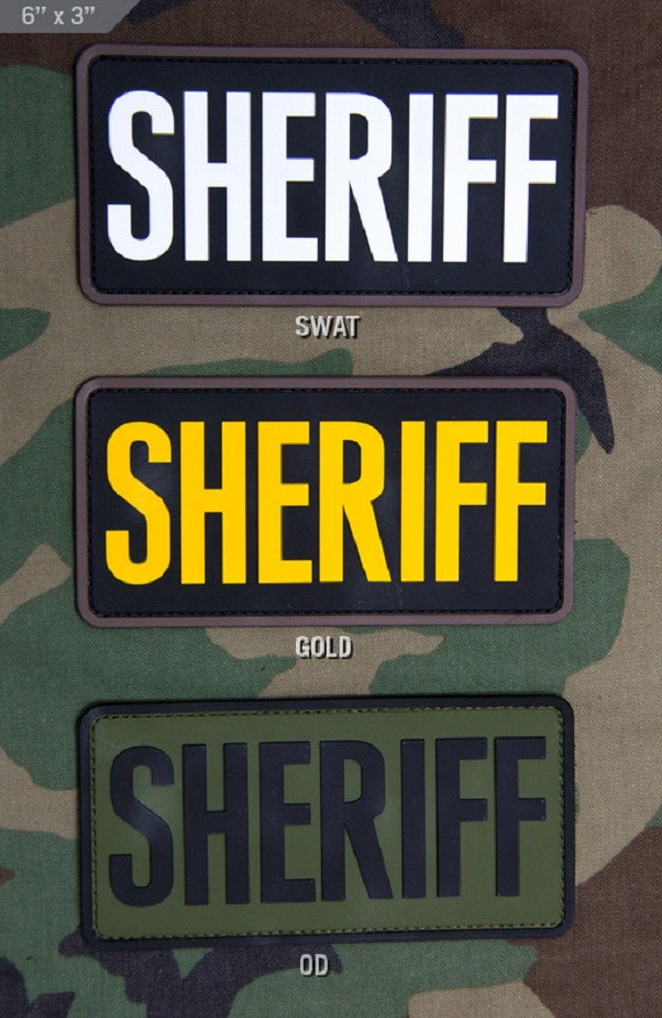 Morale Patch Milspec Monkey MSM SHERIFF - 6 " x 3 " Large Size MULTICAM Tan PVC