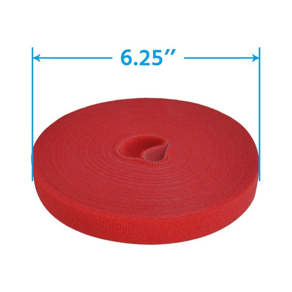 50FT Roll Reusable Hook Loop Self Attaching Cable Tie Fastening Tape Red