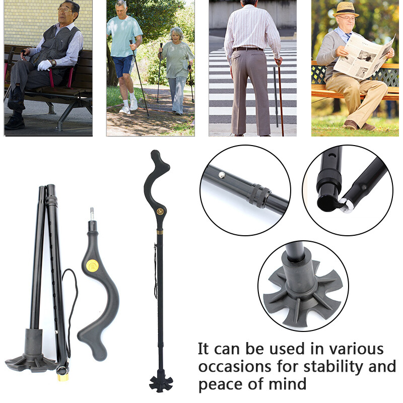 Ergonomic 2-Pack Folding Walking Sticks, Retractable & Adjustable for Elders