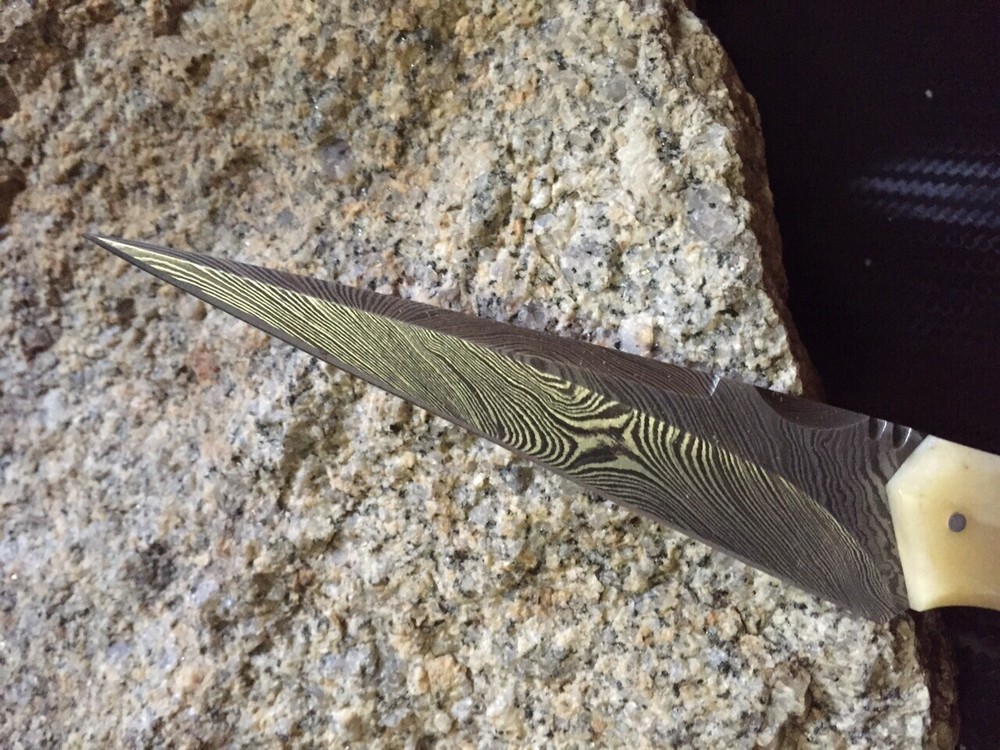 Handmade custom damascus Skinner KNIFE With Real Camel Bone 8 Inches