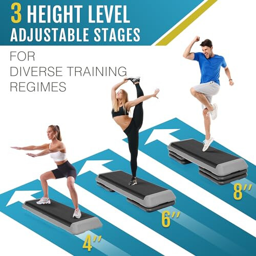43 inch Aerobic Exercise Step Platform Adjustable Height Stepper Exercise Workou