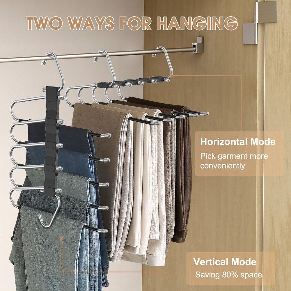2 Pack Pants Hangers Space Saving Antislip Multifunctional Pants Rack Thickened
