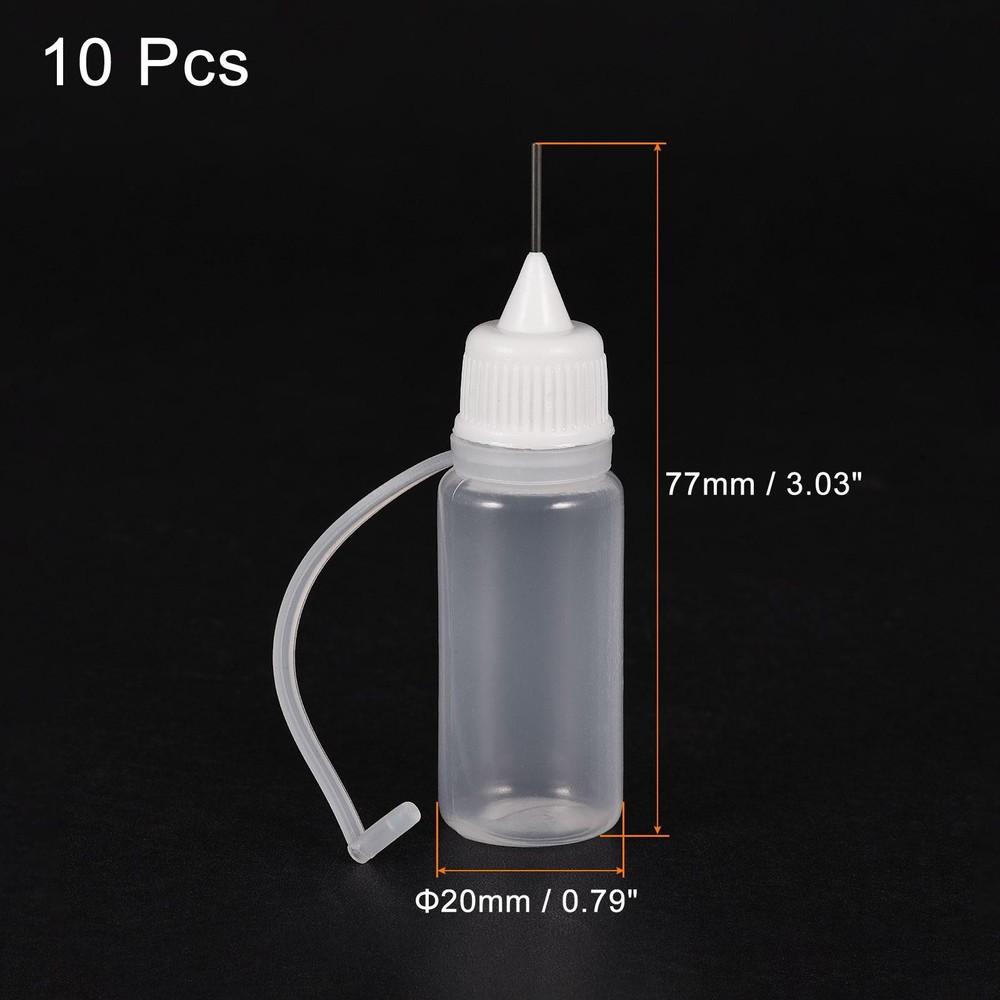 10Pcs Needle Tip Bottle Precision Plastic Applicator with White Cap 10ml